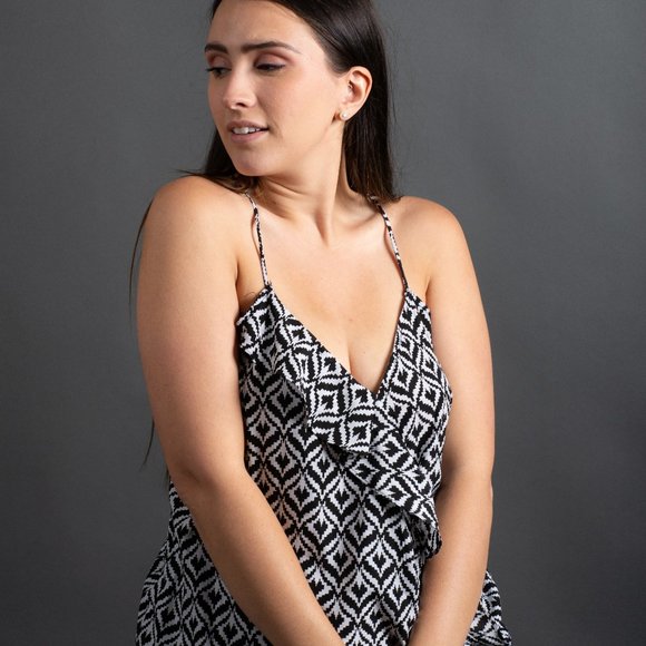 Black Patterned Tank Top by New York & Company - Picture 1 of 8